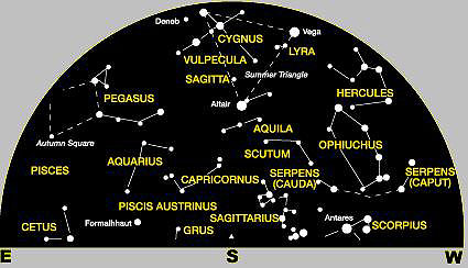 Northern Hemisphere Constellation Map Summer 2